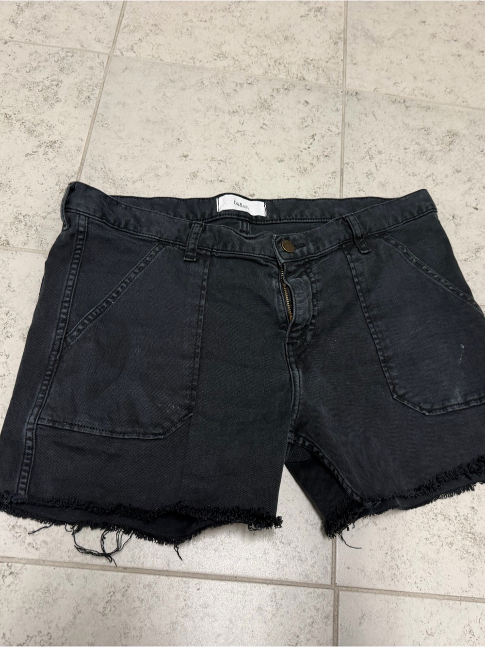 Black Frayed Hem Denim Shorts ba&sh size 8 Casual Summer